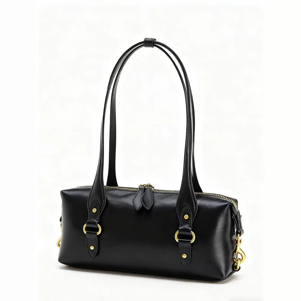 Chain-Trim Rectangular Shoulder Bag