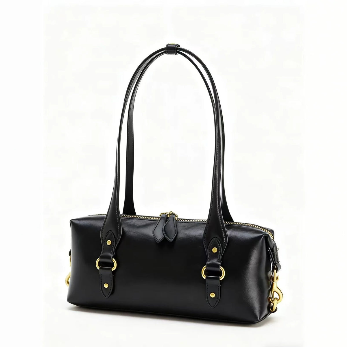 Chain-Trim Rectangular Shoulder Bag