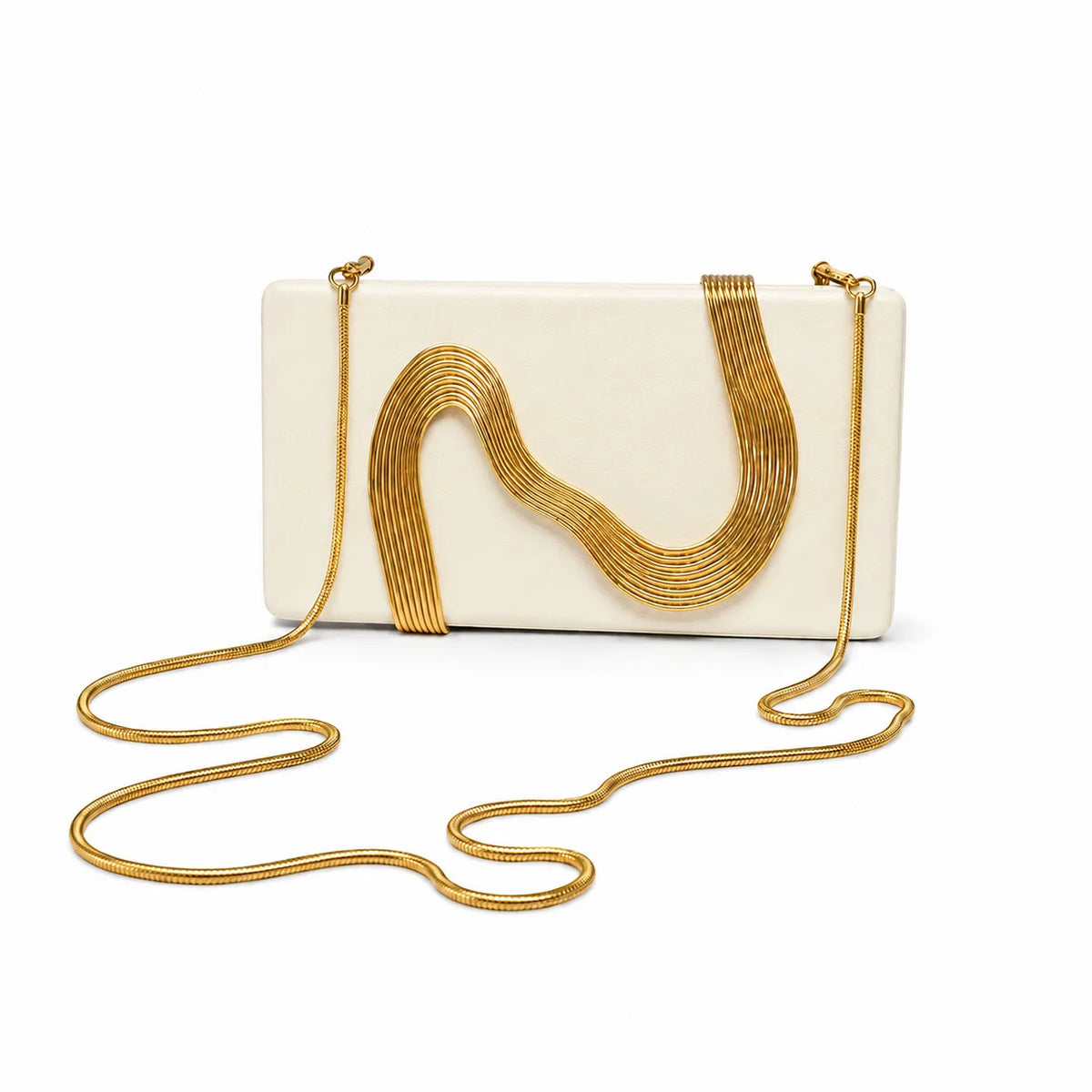 Wave-Trim Box Clutch Bag