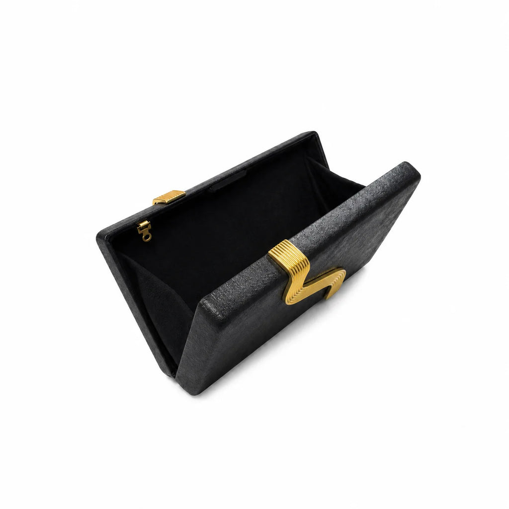 Wave-Trim Box Clutch Bag