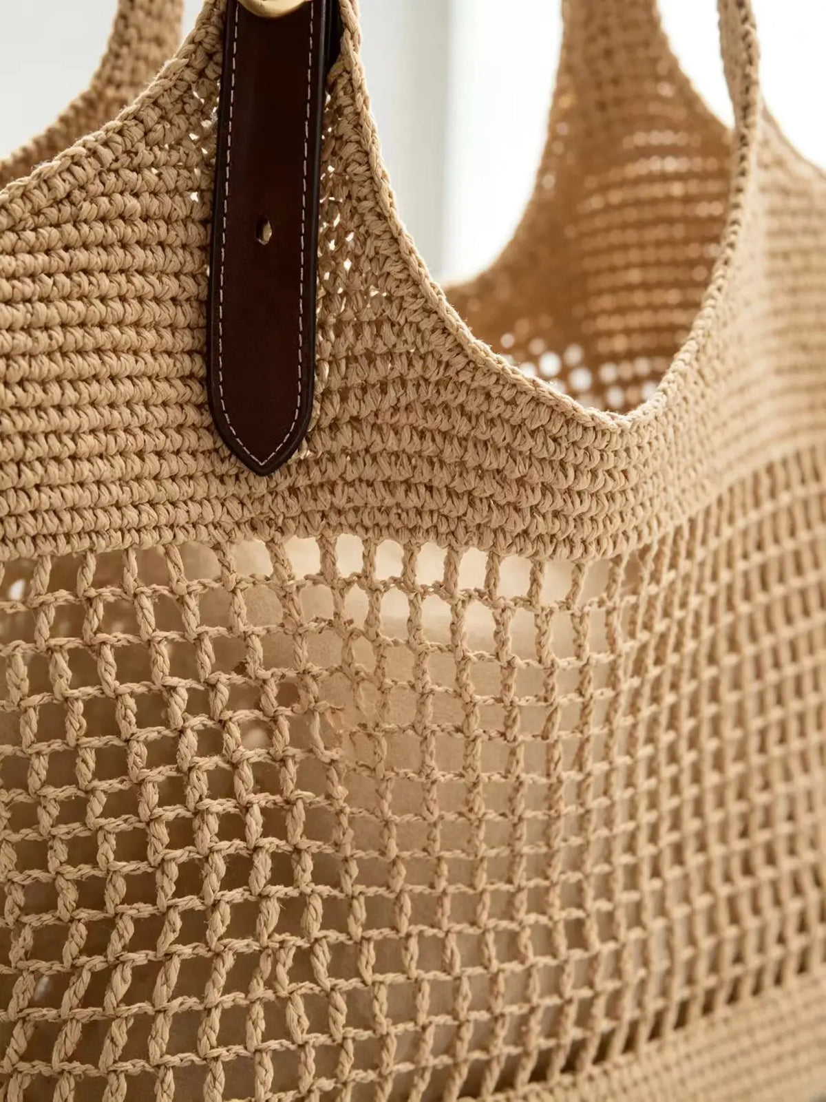 Openwork Woven Shoulder Tote