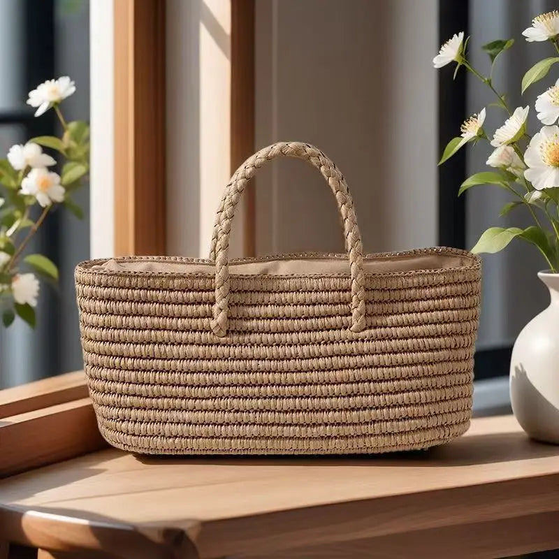 Rectangular Woven Basket Handbag