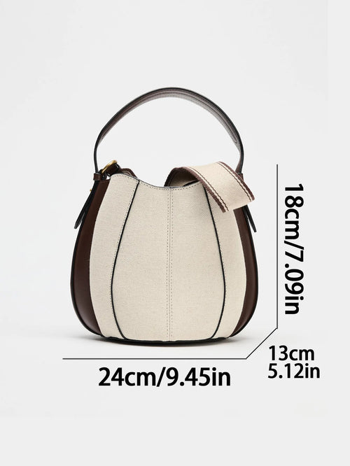 Contrast-Panel Bucket Bag