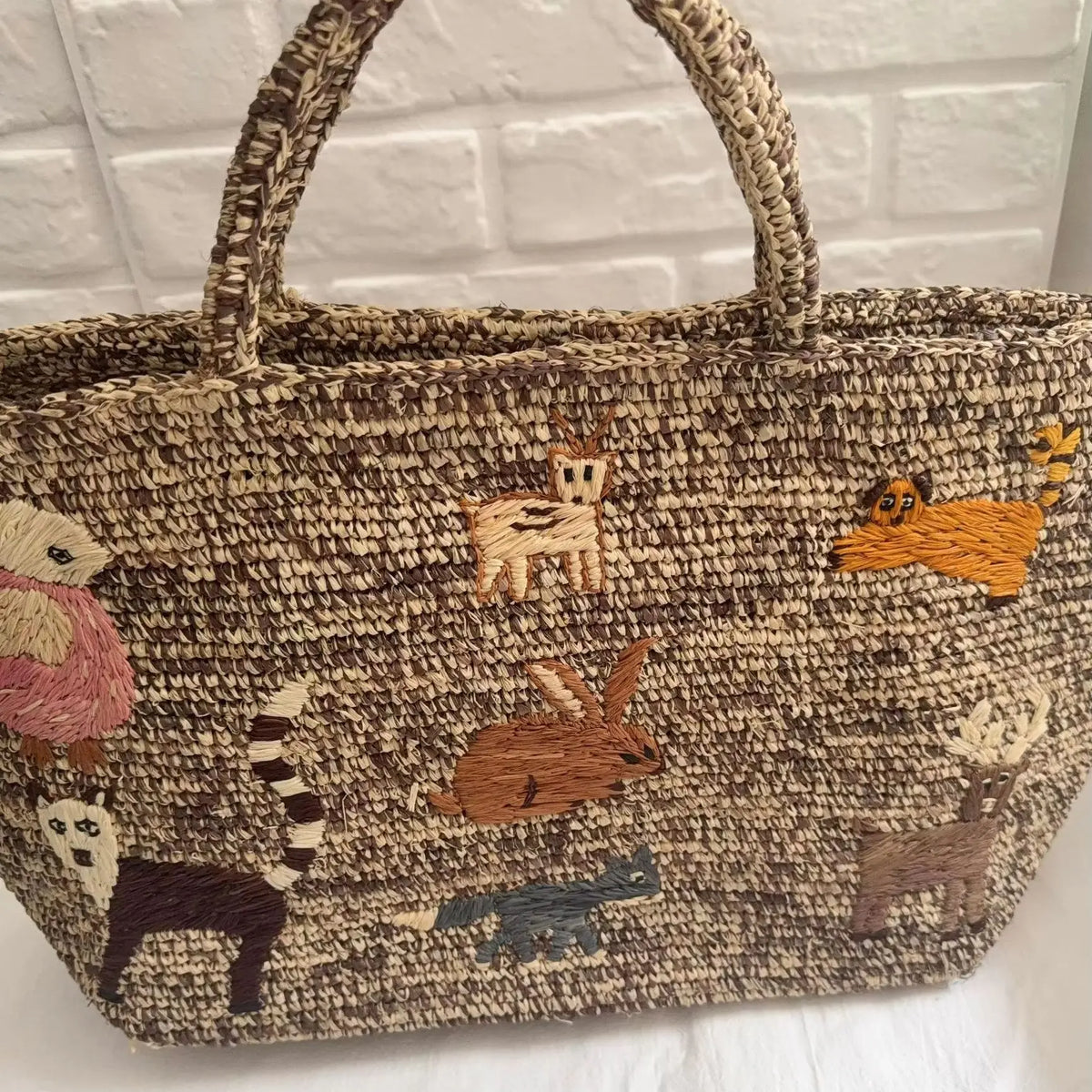 Embellished Woven Tote Bag