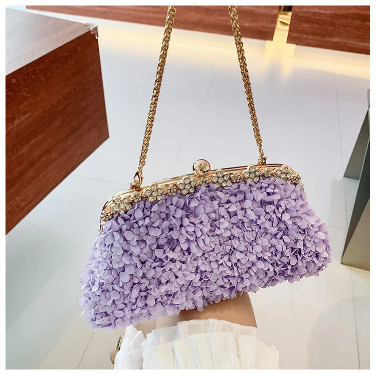 Floral-Texture Frame Clutch
