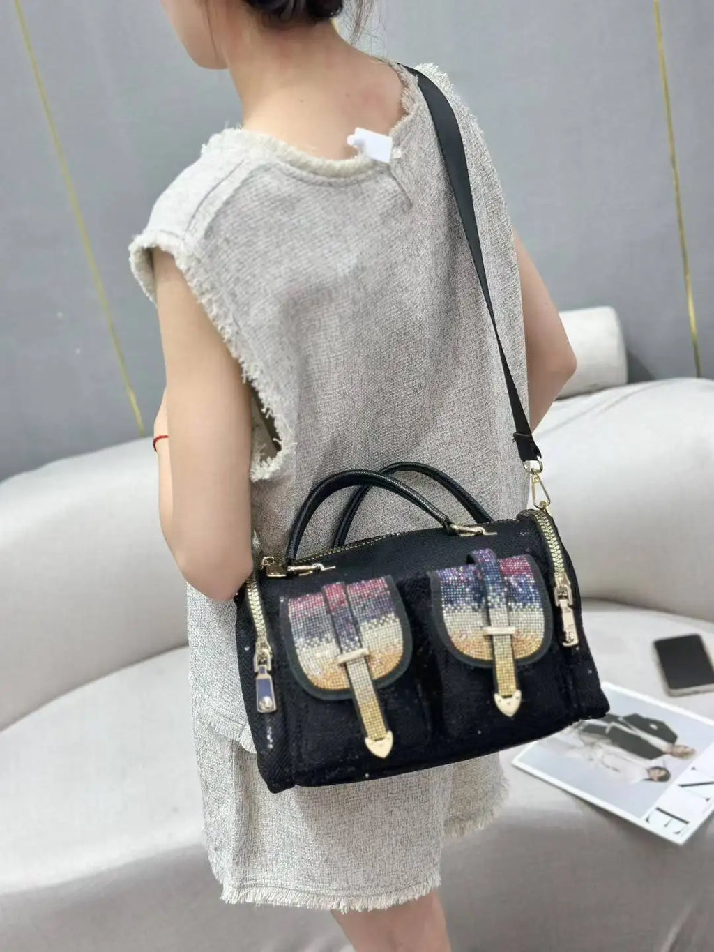 Sparkling Double-Pocket Bowling Bag
