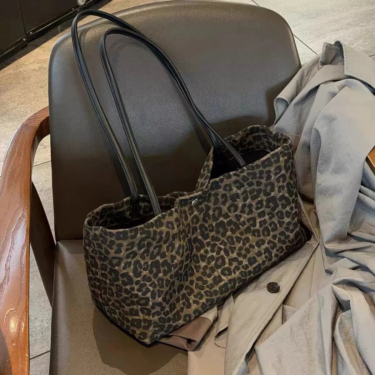 Leopard-Print Shoulder Tote