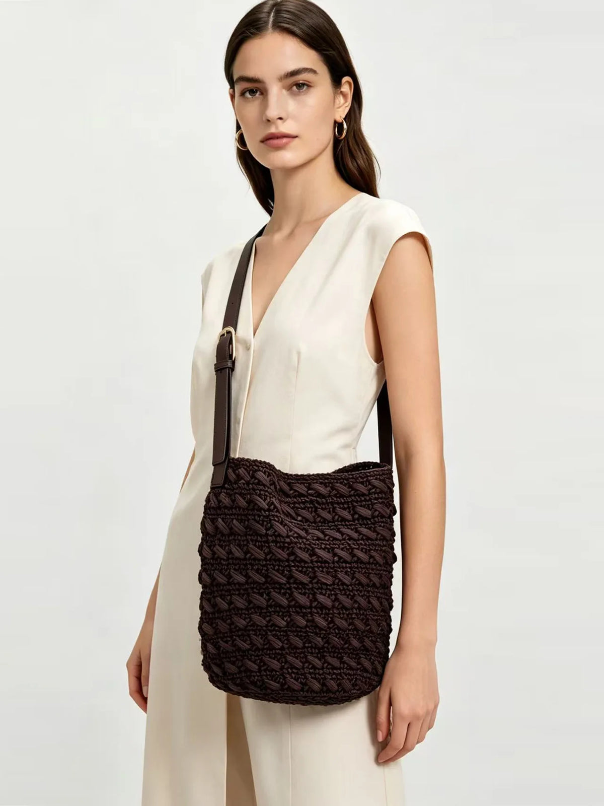 Textured Bucket Shoulder Bag