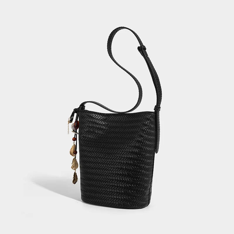 Woven Bucket Shoulder Bag
