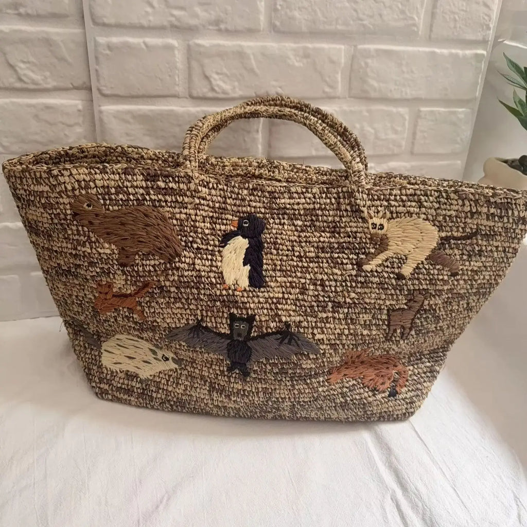 Embellished Woven Tote Bag