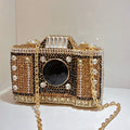 Camera-Shaped Embellished Clutch Bag