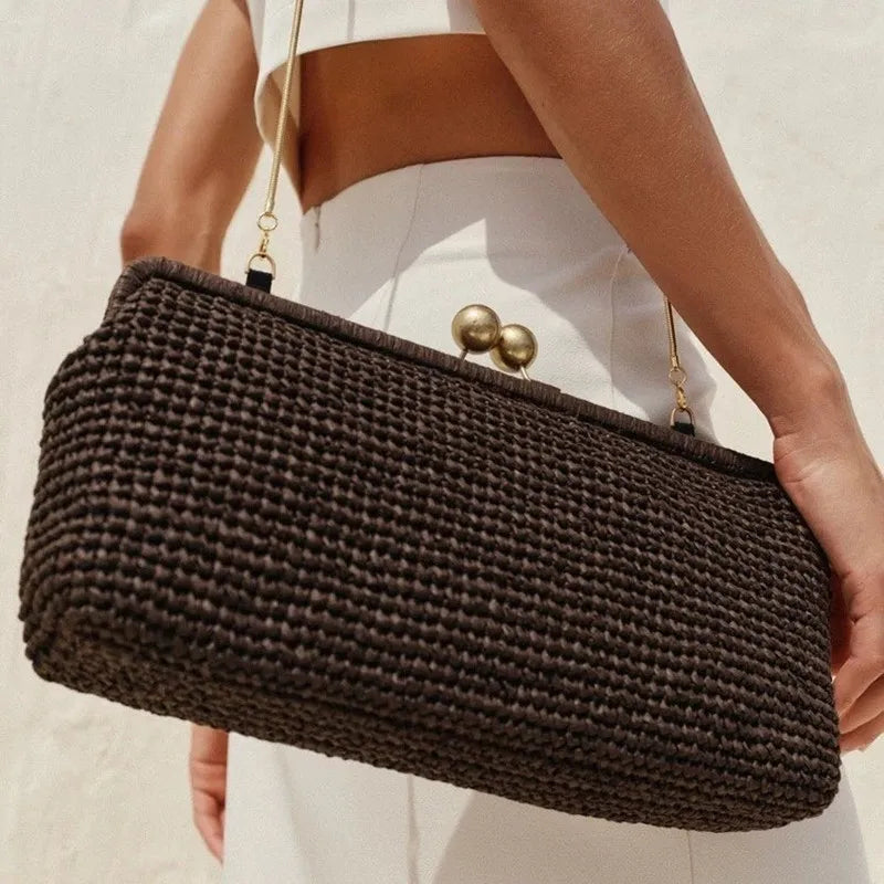Woven Kiss-Lock Clutch