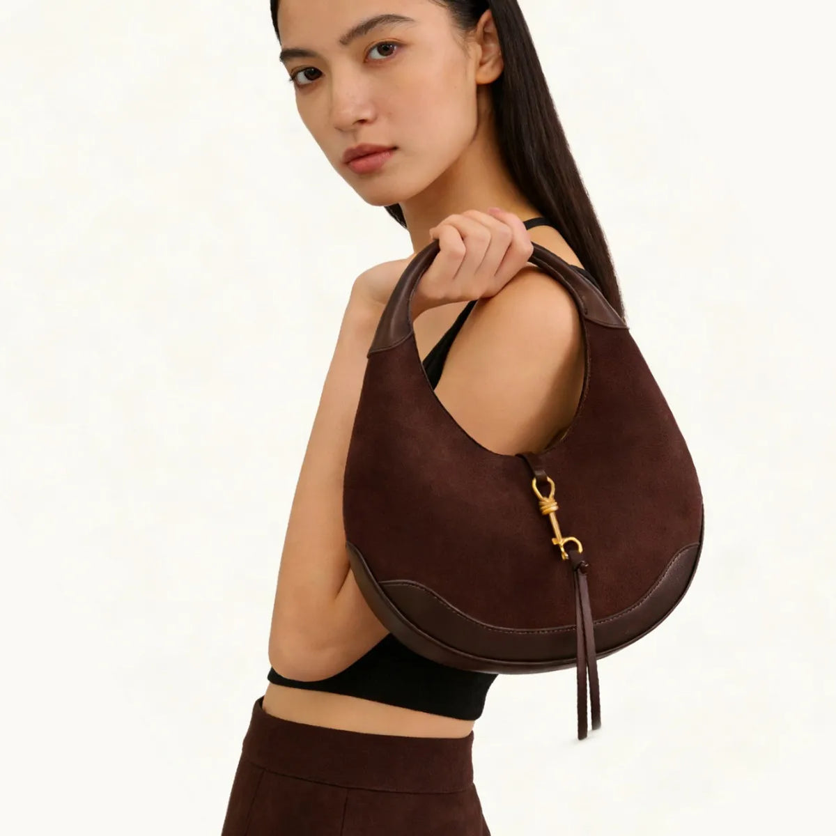 Crescent Zip Shoulder Bag