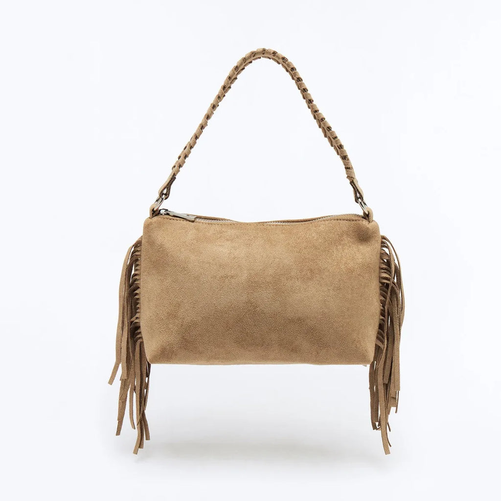 Fringed Braided-Strap Shoulder Bag