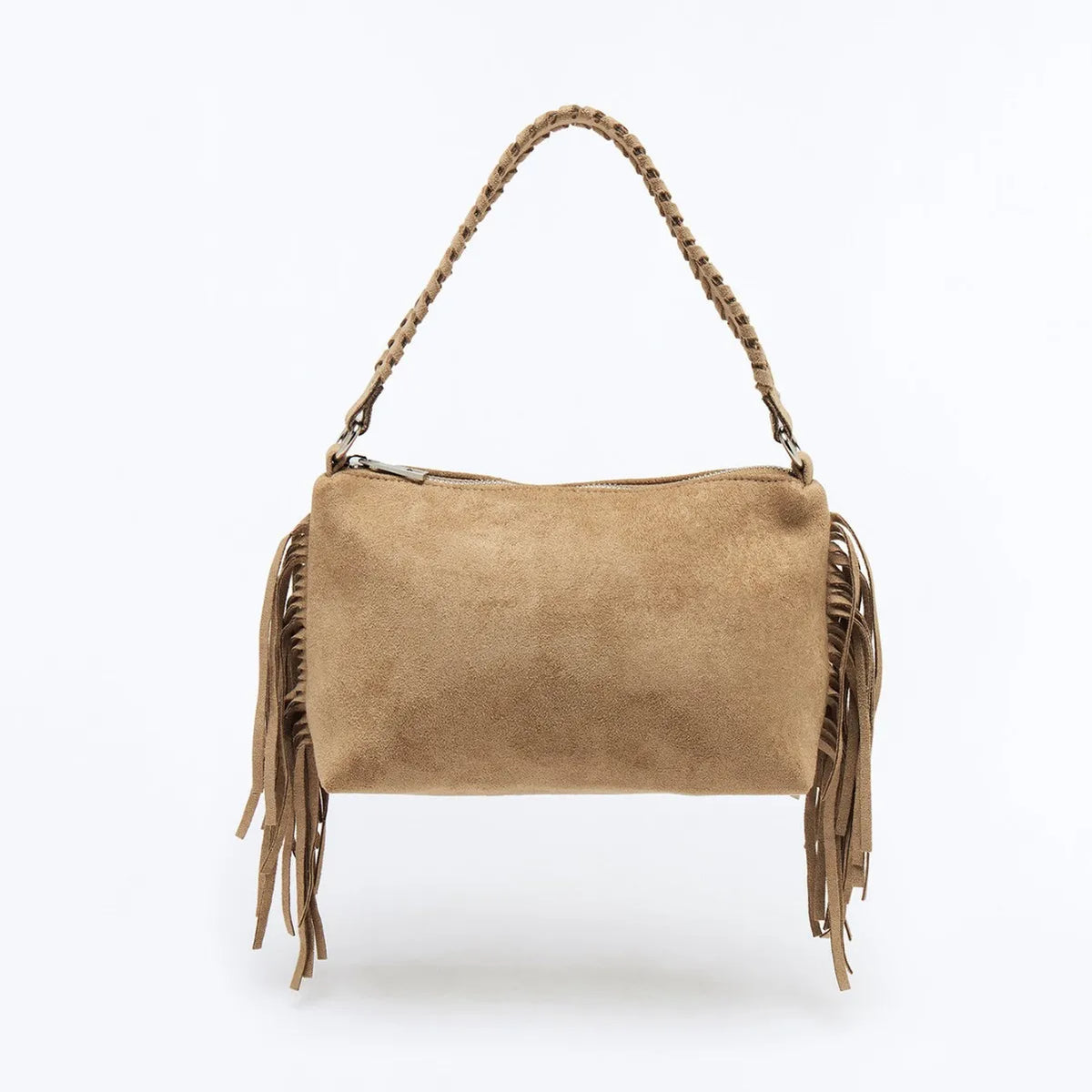 Fringed Braided-Strap Shoulder Bag