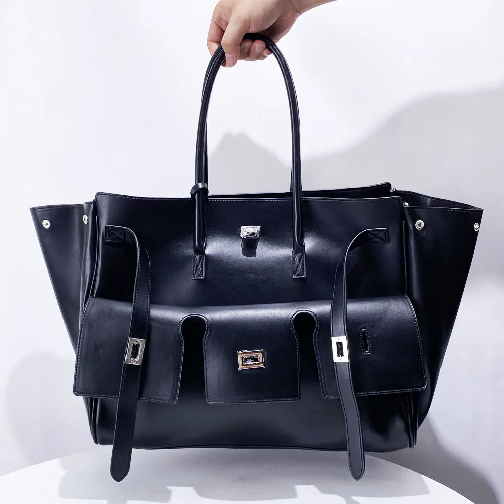 Pocketed Winged Tote Bag