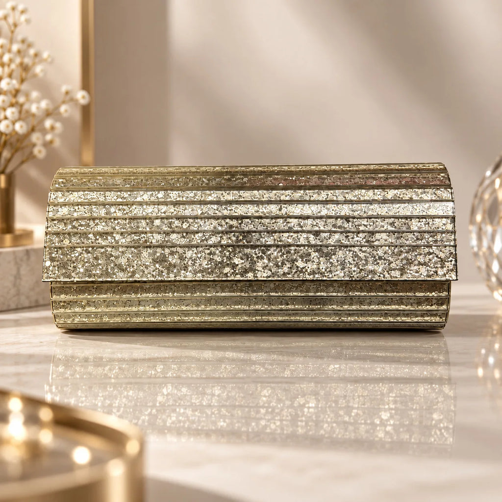Glitter Striped Box Clutch