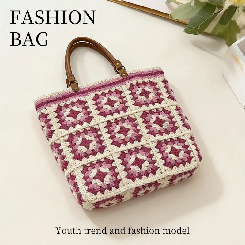 Geometric Woven Tote Bag