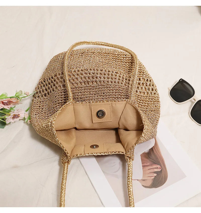 Woven Bucket Shoulder Bag
