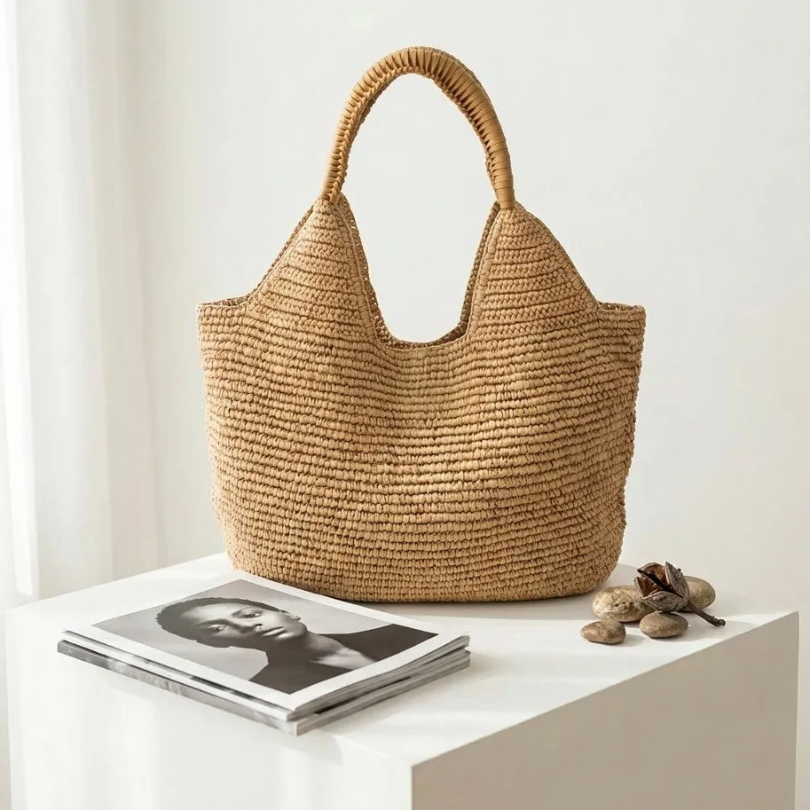 Rounded Woven Hobo Bag
