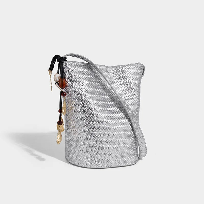 Woven Bucket Shoulder Bag