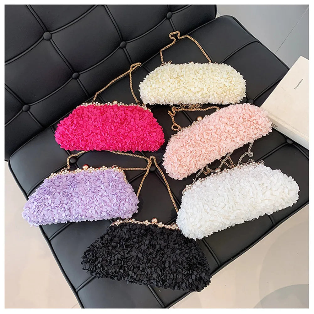 Floral-Texture Frame Clutch