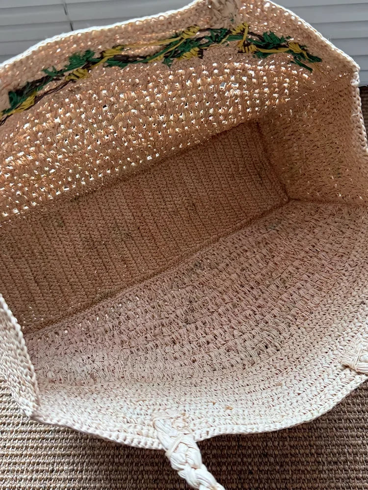 Fruit Motif Woven Tote