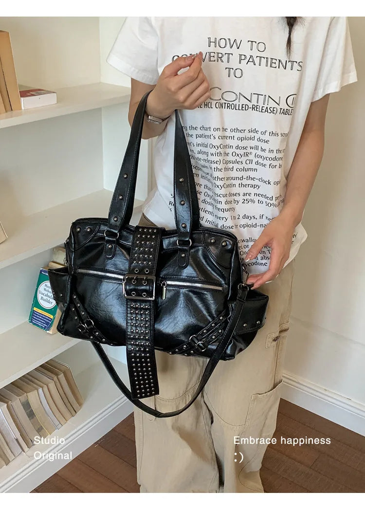 Studded Buckle Bowling Bag