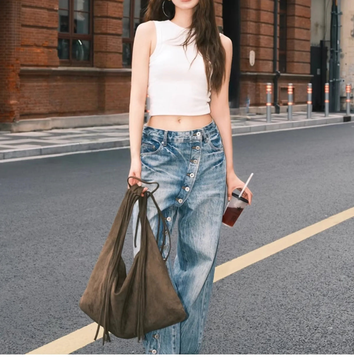 Fringed Slouchy Shoulder Bag