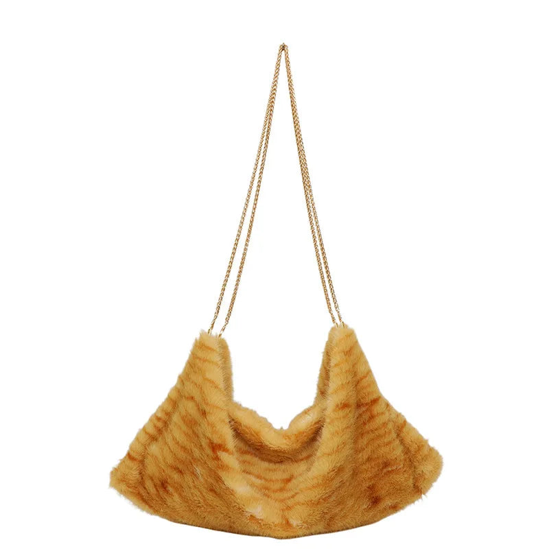 Leopard-Print Plush Shoulder Bag