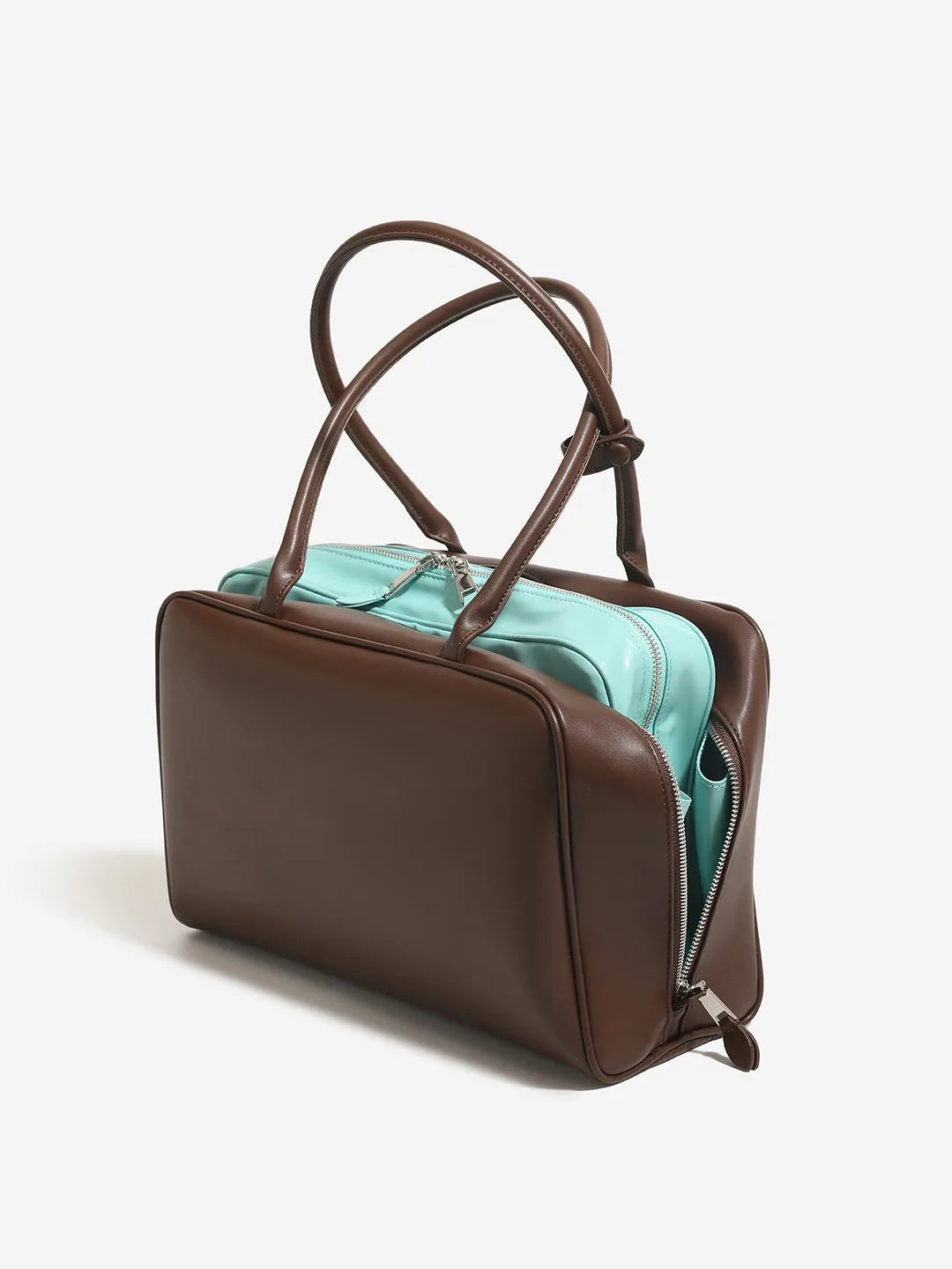 Zip-Top Rectangular Shoulder Bag