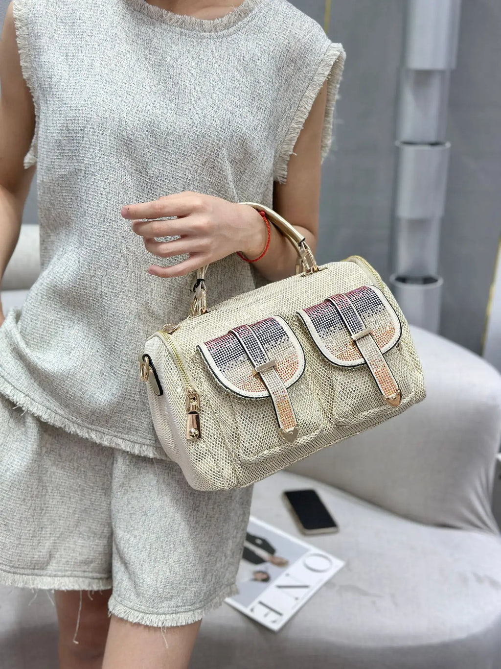 Sparkling Double-Pocket Bowling Bag