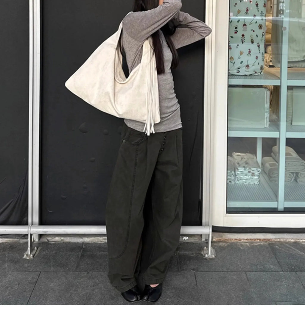 Fringed Slouchy Shoulder Bag