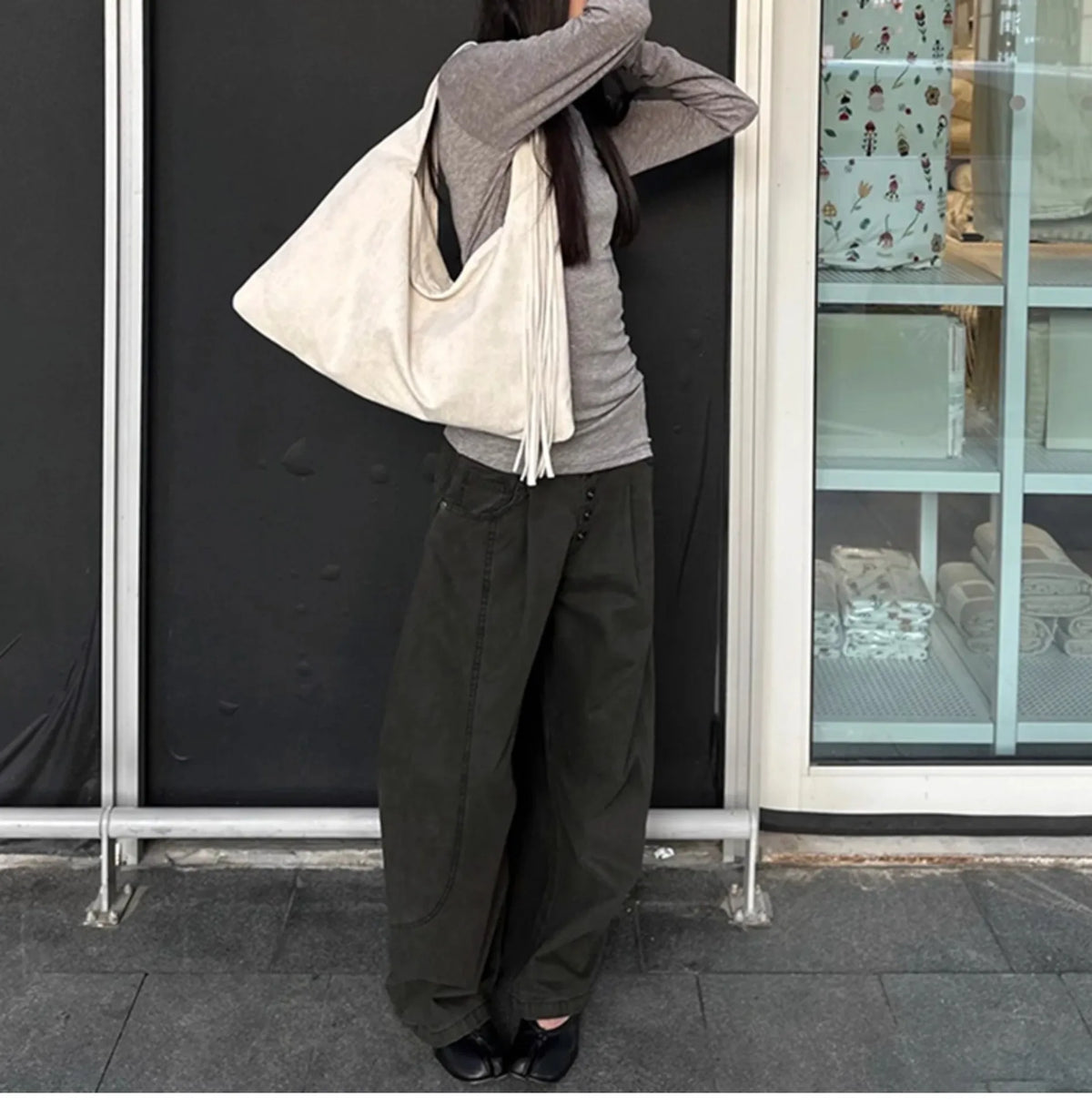 Fringed Slouchy Shoulder Bag