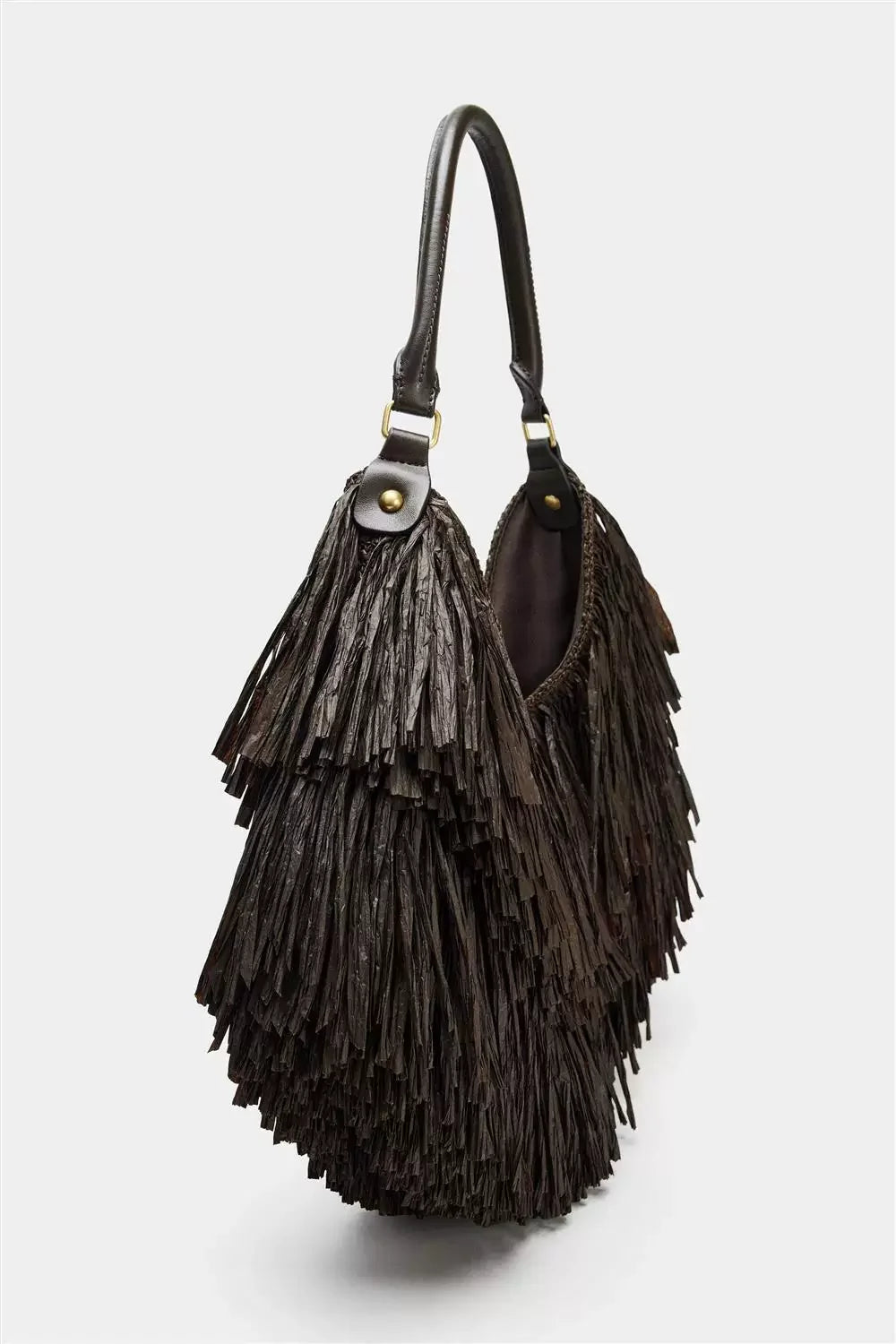 Fringed Crescent Shoulder Bag