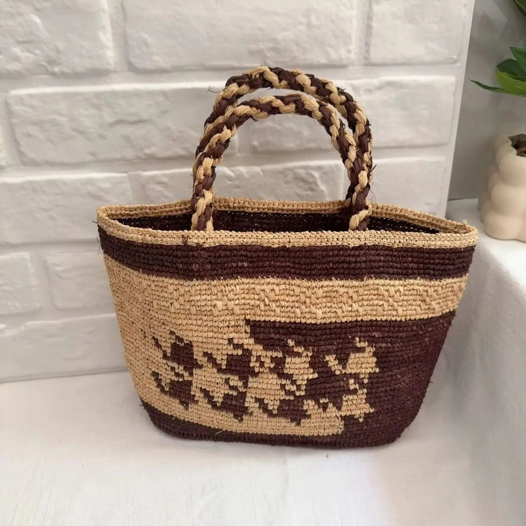 Patterned Woven Basket Tote