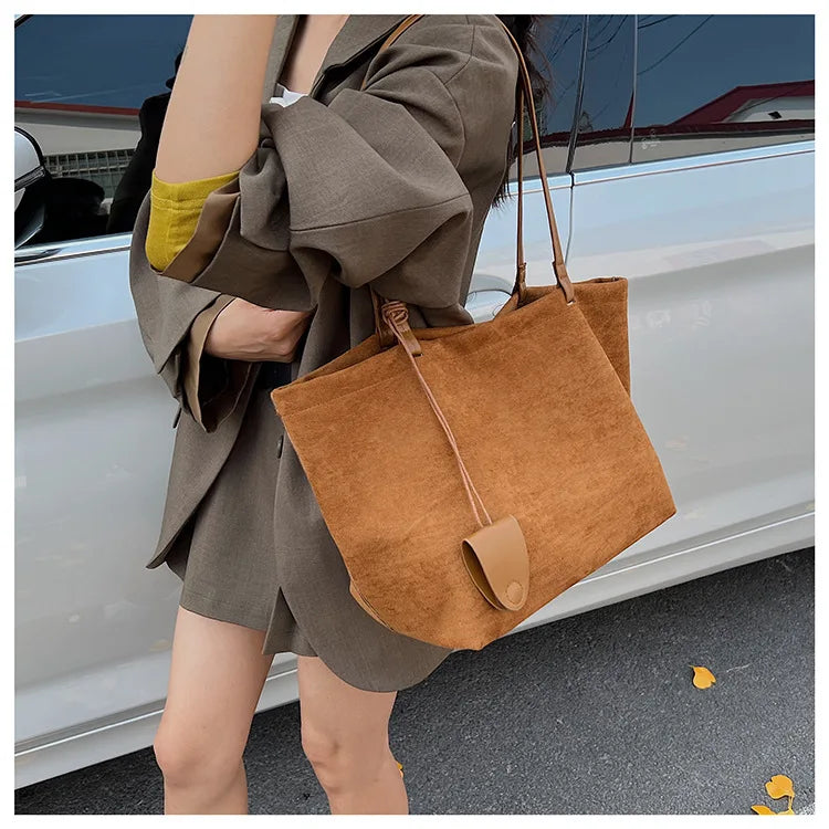 Textured Shoulder Tote Bag