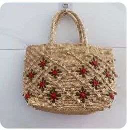 Floral Woven Tote Bag