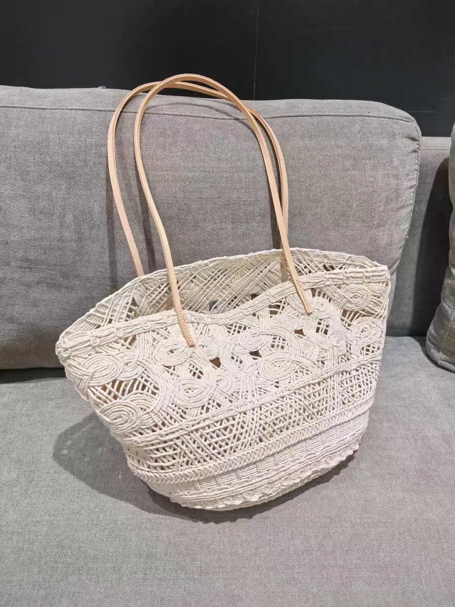 Openwork Woven Shoulder Tote