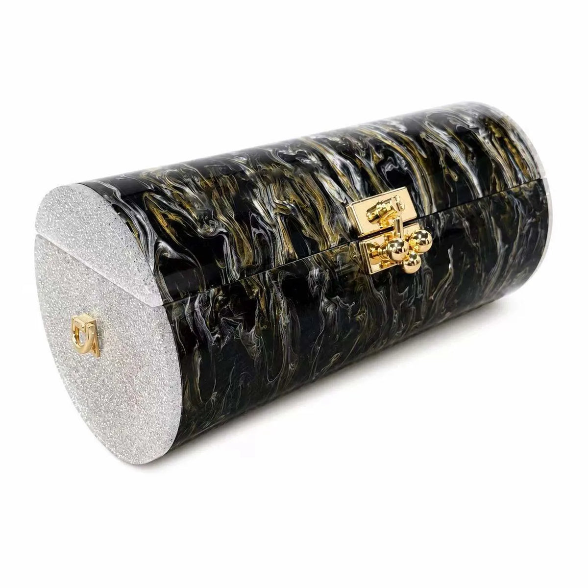 Marbled Cylinder Clutch Bag