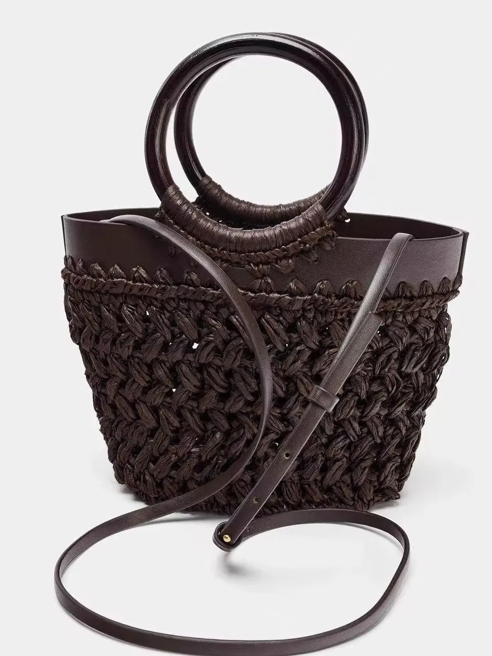 Round-Handle Openwork Tote Bag