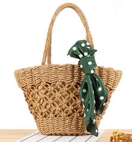 Openwork Woven Basket Tote
