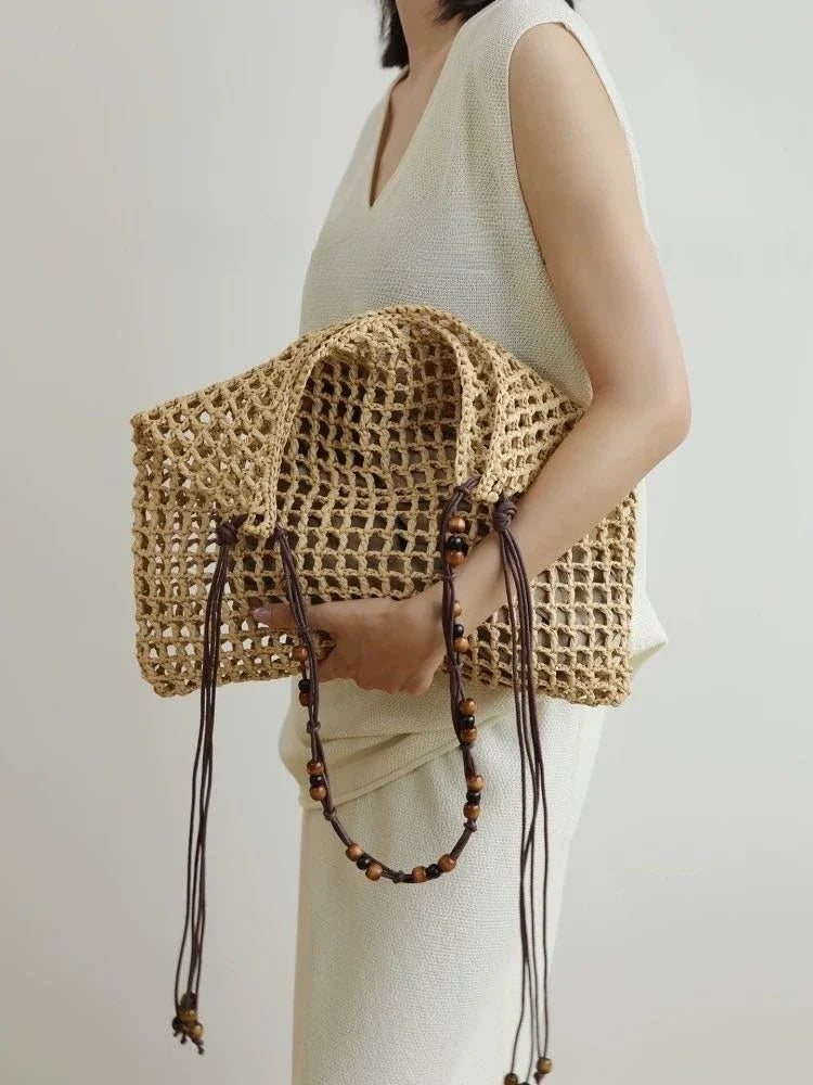 Open-Weave Tassel Shoulder Bag