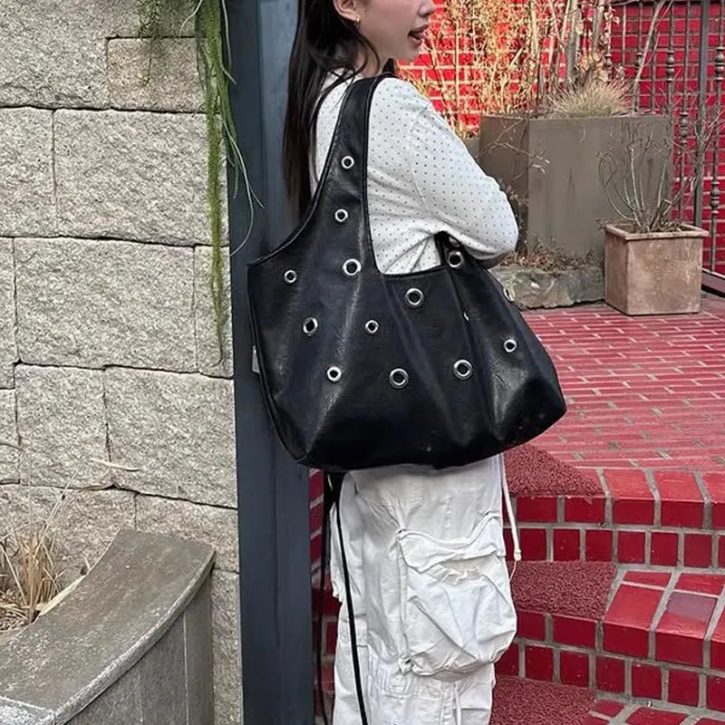 Eyelet Shoulder Tote Bag