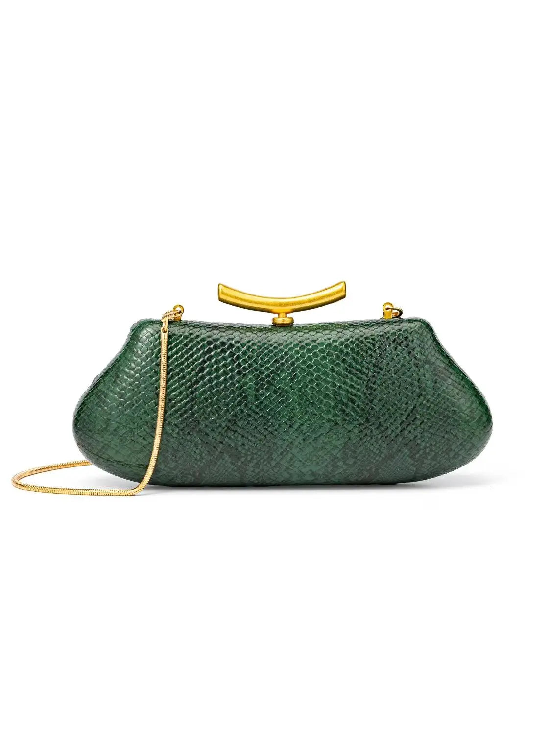 Snake-Effect Frame Evening Clutch