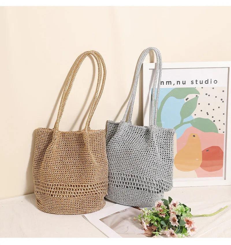 Woven Bucket Shoulder Bag