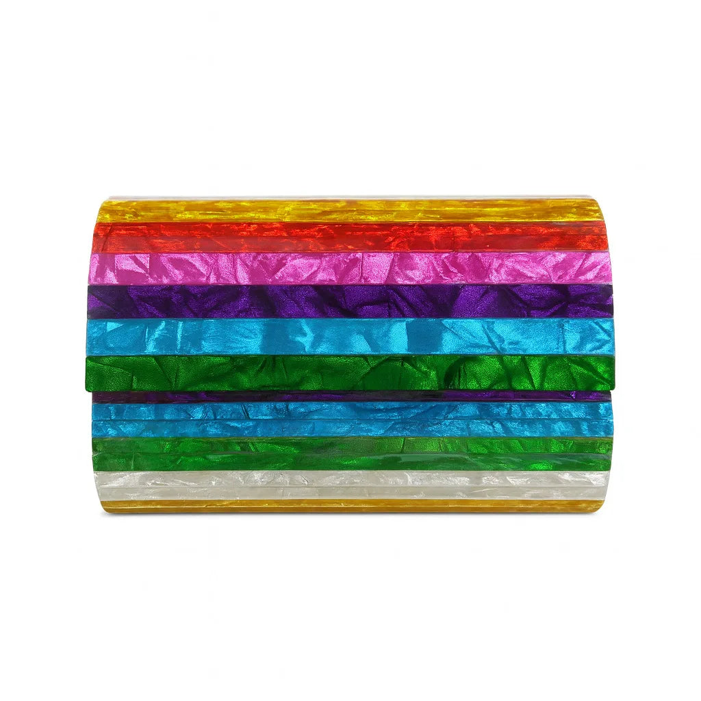 Rainbow Striped Box Clutch