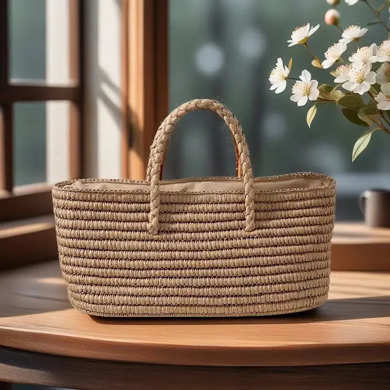 Rectangular Woven Basket Handbag