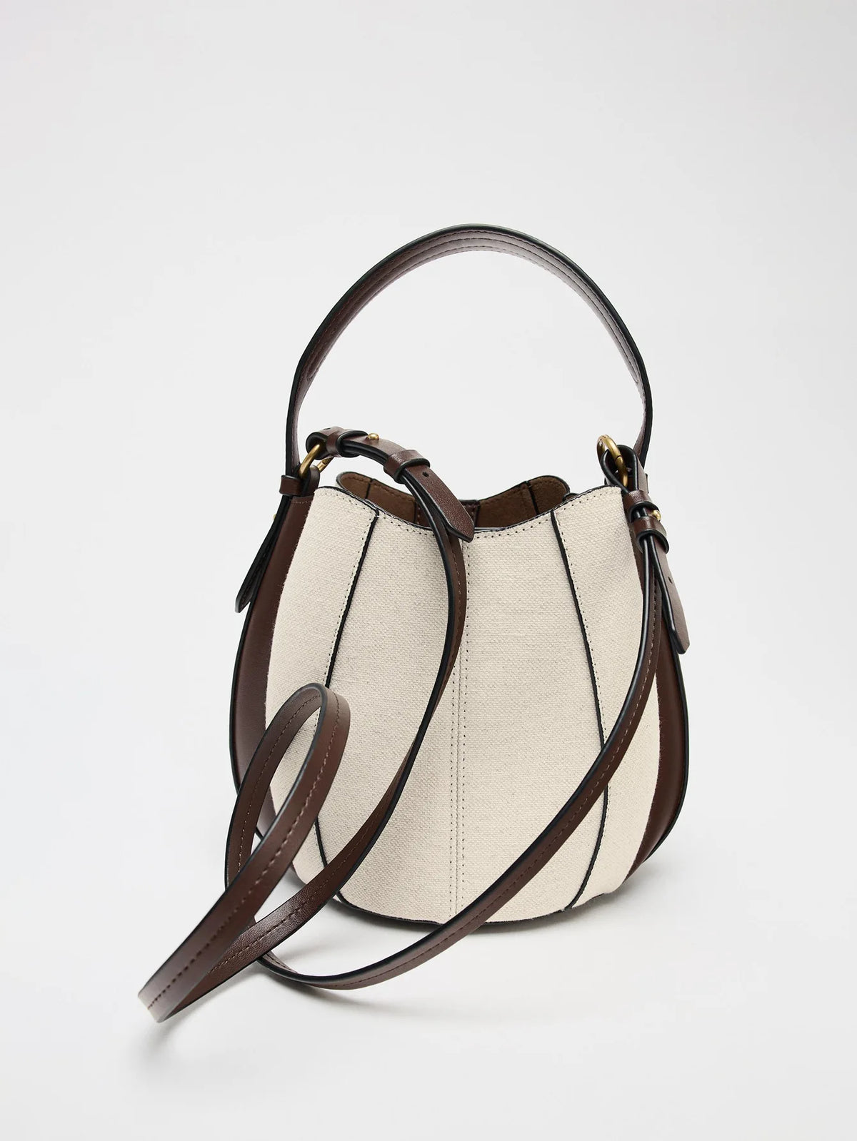 Contrast-Panel Bucket Bag