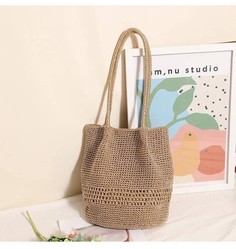 Woven Bucket Shoulder Bag